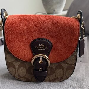 Coach. Kleo Shoulder bag Signature Canvas Suede